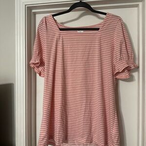 Whool Pink Striped Casual Top